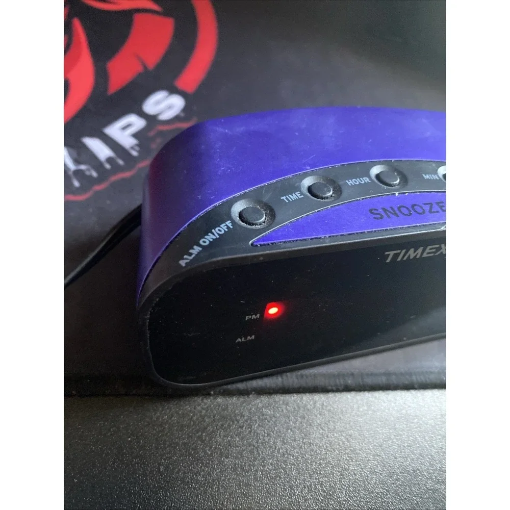 Timex Alarm Clock T121. Works. Rare Purple A1